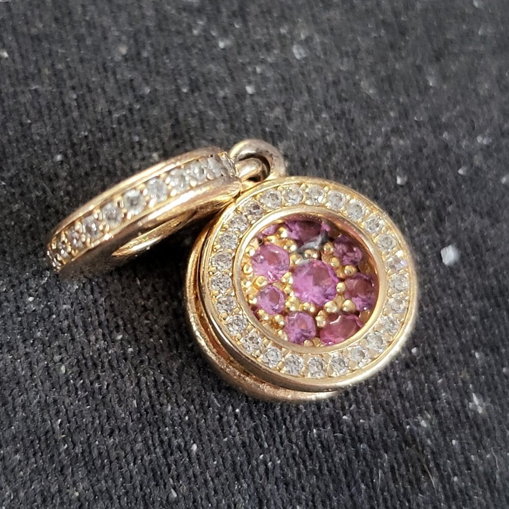 2020 Christmas PANDORA Rose Gold Sparkling Pink Double Dangle Charm 89186c02